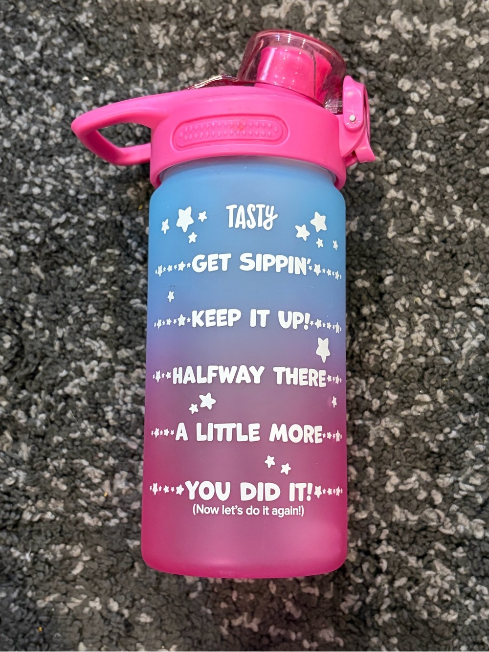 Motivational Gradient Pink & Blue Water Bottle - Reusable Drinkware